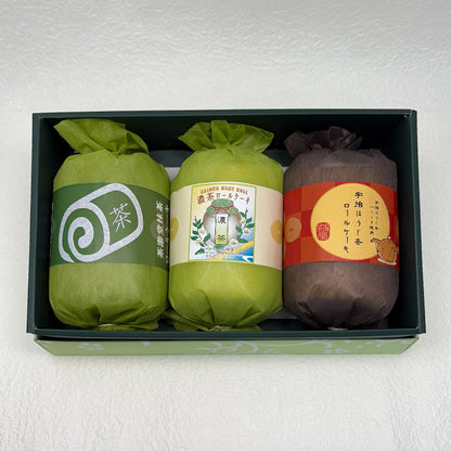ロールケーキ3種食べ比べセット（濃茶・抹茶・ほうじ茶）