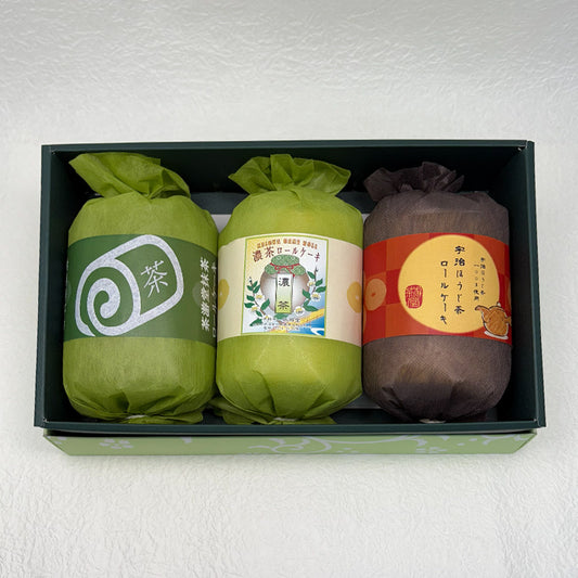 ロールケーキ3種食べ比べセット（濃茶・抹茶・ほうじ茶）