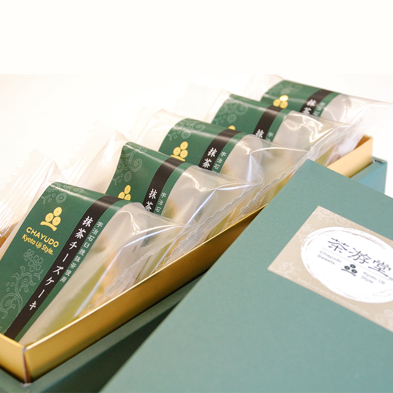 宇治抹茶チーズケーキ5個化粧箱メイン